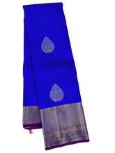 Cobalt Blue Kanjivaram Saree with Purple Border